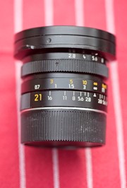 Leica 2.8/21mm Elmarit-M met UV filter, ZK, zoeker