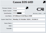 Canon EOS 60D camera body (8k clicks)